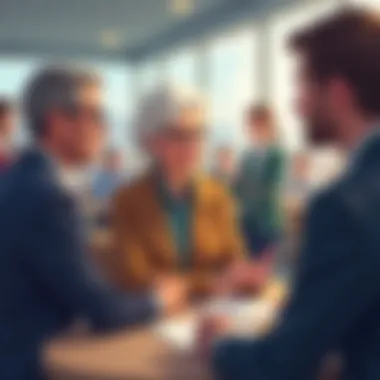 An older adult engaging in a discussion at a job fair