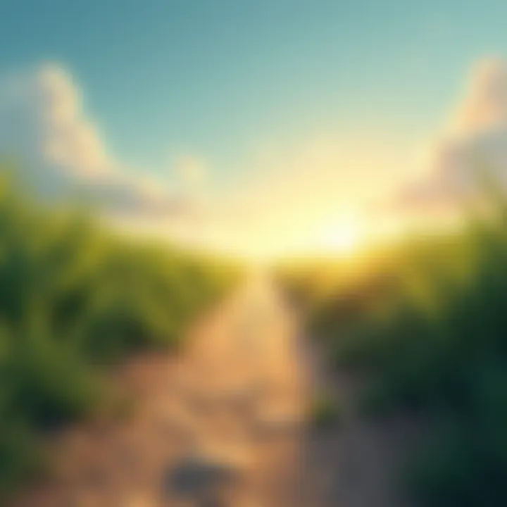 A serene landscape illustrating a clear path leading towards a horizon.