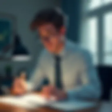 Preparing for Job Interview Questions A thoughtful individual reviewing potential interview questions